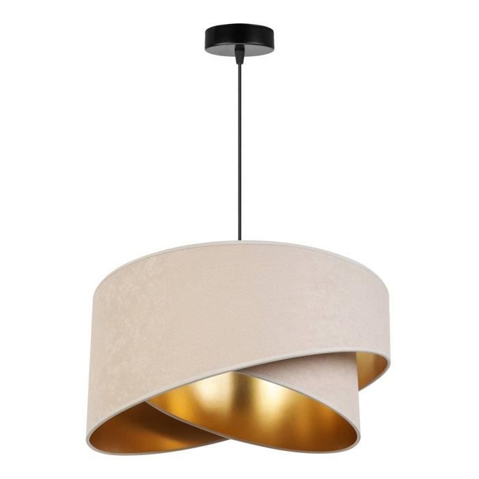 Suspension Textile B.K.Licht Taupe - Abat-jour Salon E27 - 38 Cm