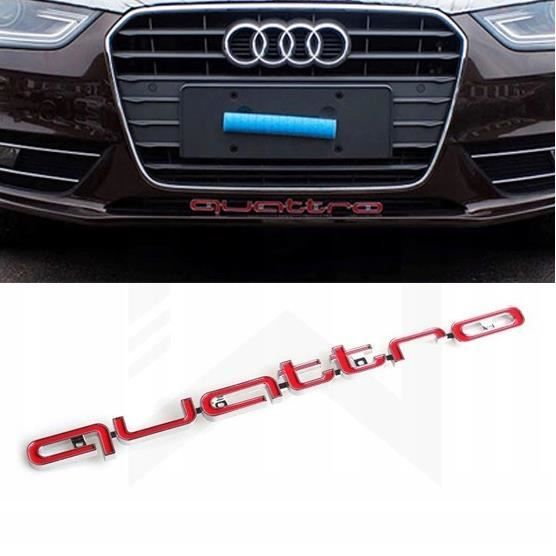 Emblème QUATTRO Signe Insigne Logo Grill Avant Rouge Decoration Vehicule Pour Audi