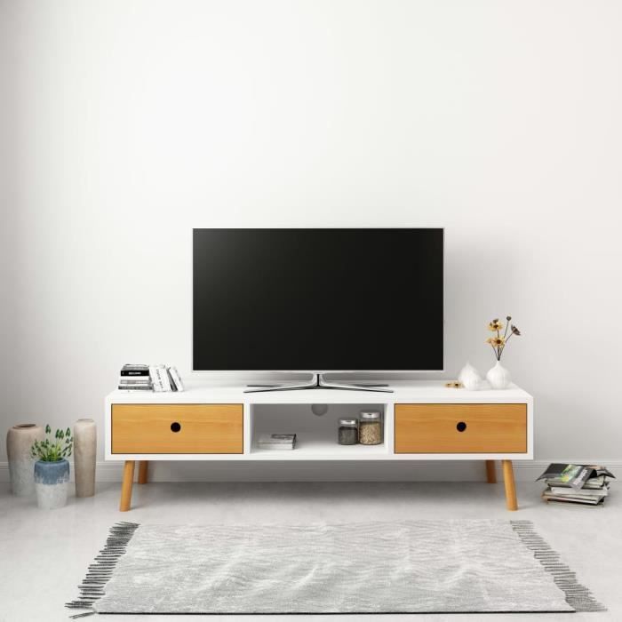 Meuble Tv Style Industriel Meuble De Salon Banc Tele Banc Tv Blanc 120 X 35 X 35 Cm Pin Massif 1636 Achat Vente Meuble Tv Meuble Tv