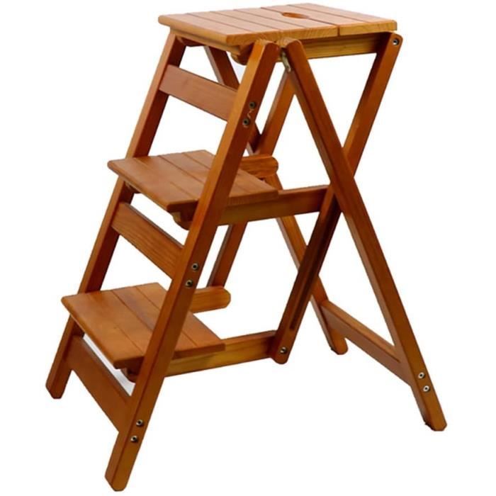 Tabouret De Chaise D'Échelle En Bois À 4 Marches, Étagère Pliante