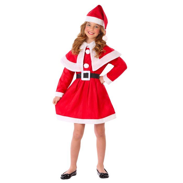 Déguisement mère Noël fille en feutrine taille 3-4 ans Rouge et