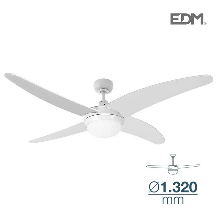 Ventilateur de plafond CASPIO 60W 114cm blanc 2xE27 avec télécommande EDM 33806 - Edm