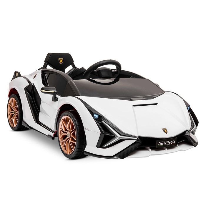 Voiture électrique Playkin - Lamborghini Sian White - 12V - Enfant 3-8 ans - Télécommande blanche