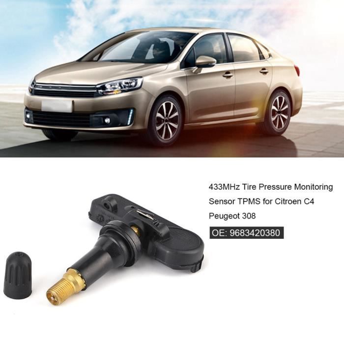 Capteurs TPMS 433 MHz 9811536380 Lot De 4 - Compatible Peugeot 207 308 3008 5008, Citroën C5 DS4 DS5, Remplacement Valve