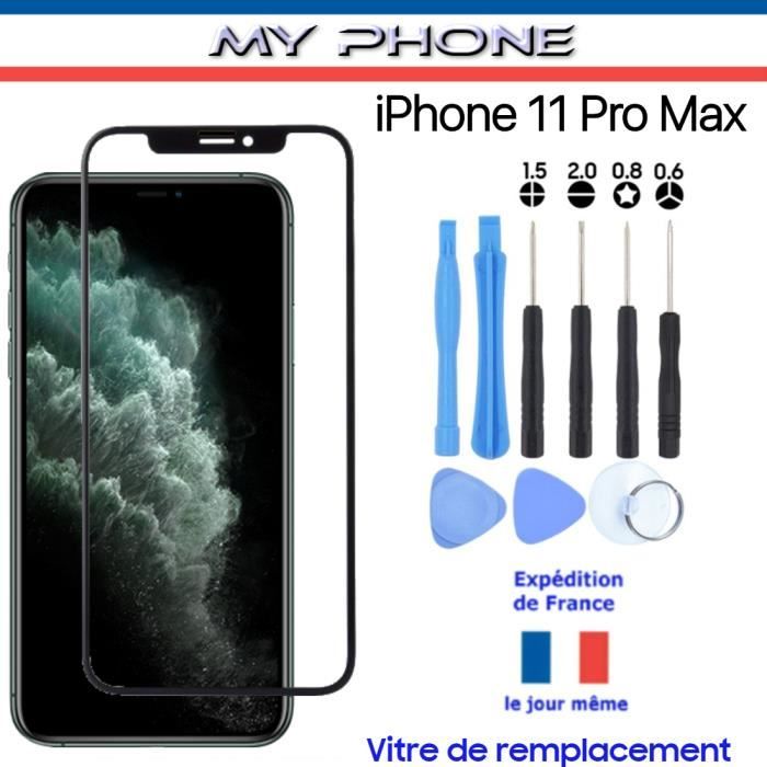 Pour Apple IPHONE 11 PRO MAX Vitre Verre contours NOIR Vitre Avant écran Réparation Remplacement