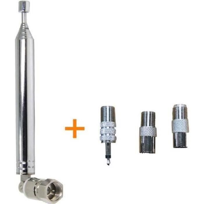Antenne FM/DAB Dipôle 75 Ohms – 3m De Câble, Avec Adaptateurs F, Jack 3,5mm, PAL