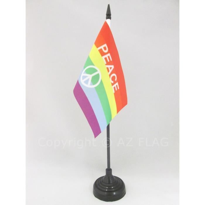 Drapeau De Table Arc-en-ciel 10x15 Cm - Petit Pavillon Gay Pride - AZ FLAG - Polyester Qualité Extérieur