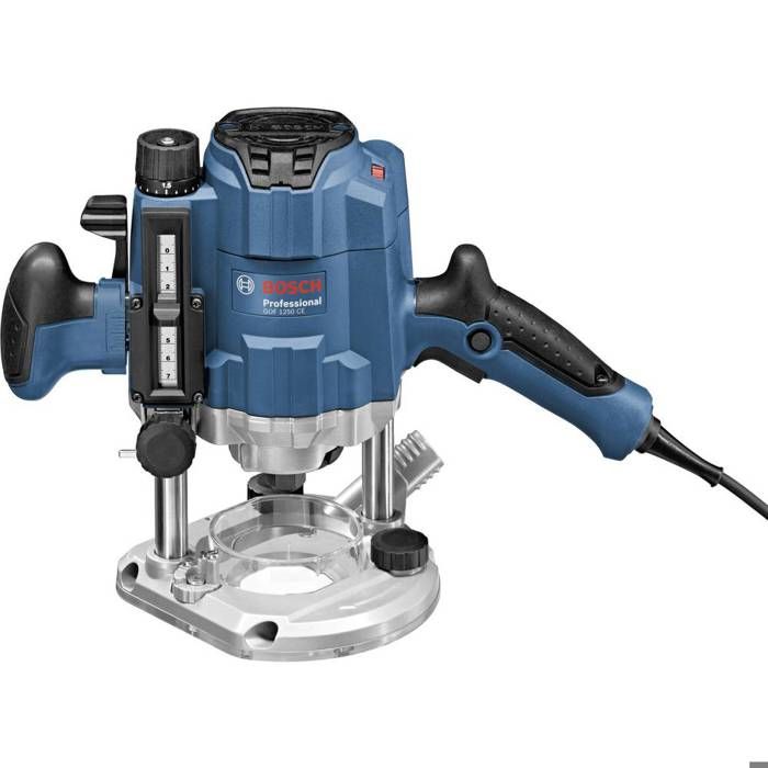 Bosch Professional défonceuse GOF 1600 CE (avec 2 pinces de serrage,  adaptateur d'aspiration, butée longitudinale, broche de centrage, 2 bagues  de