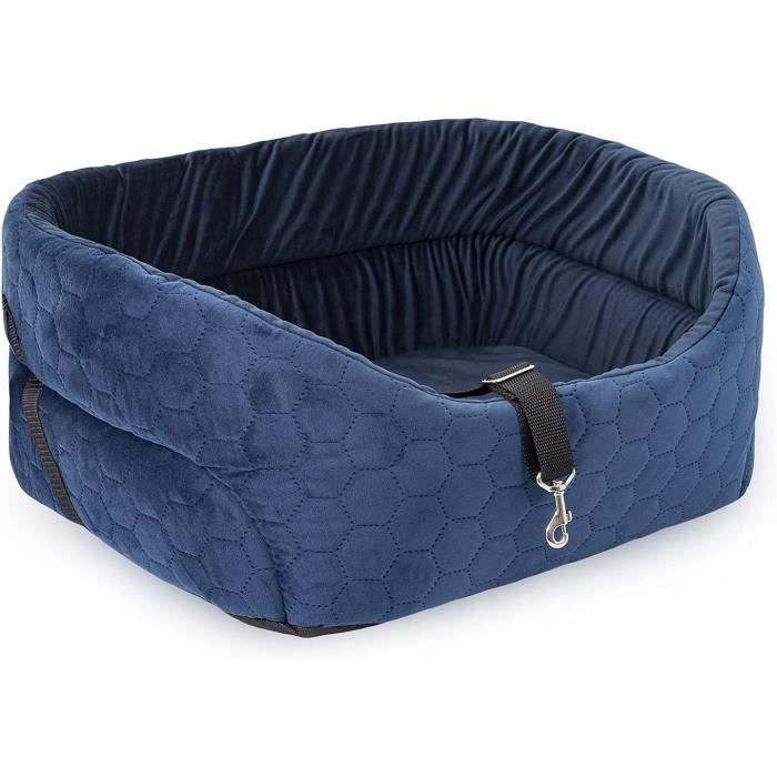 Siège Auto Pour Chien Amovible - Pour Petits Chiens (Poméranie, Yorkshire...) - 55x50x30 Cm, Laisse De Sécurité Incluse - Bleu/blanc - 8