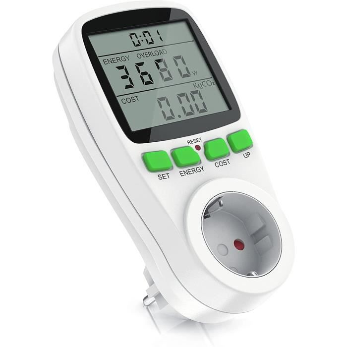 Wattmètre Prise Compteur d'Énergie Consommation d'Énergie avec Protection  Contre Les surcharges Original - ViteServi