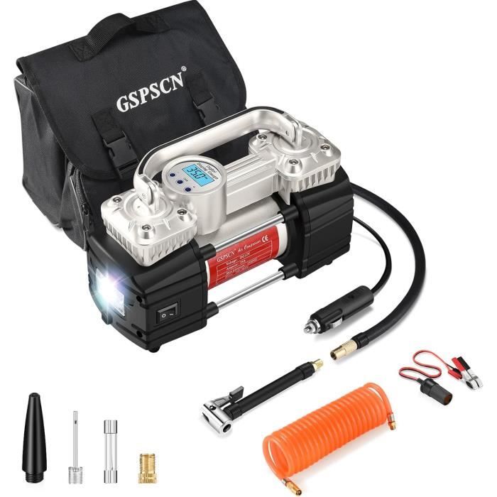 Compresseur D'Air Portable 6,2 Bar - Pompe à Pneus Voiture, Vélo, Moto, Camping, 12V, 3m Câble