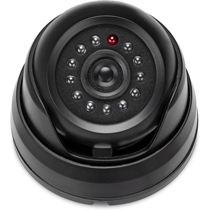 Relaxdays Fausse Caméra Surveillance 360° Avec Lampe LED - Caméra Factice Dissuasive Noir