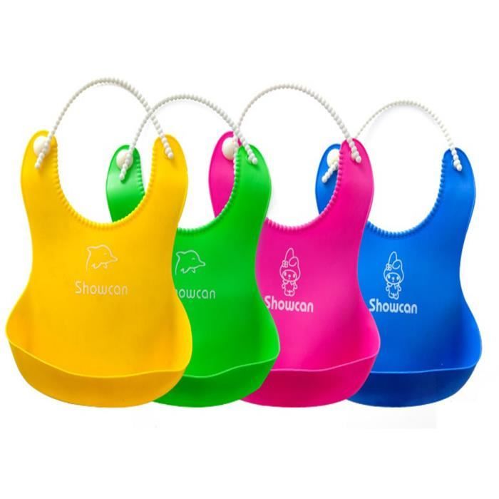 Bavoir Bebe En Silicone Impermeable Hypoallergenique Lot De 4 Pcs Bavoir Silicone Souple Avec Poche Pour Fille Garcon Cdiscount Puericulture Eveil Bebe