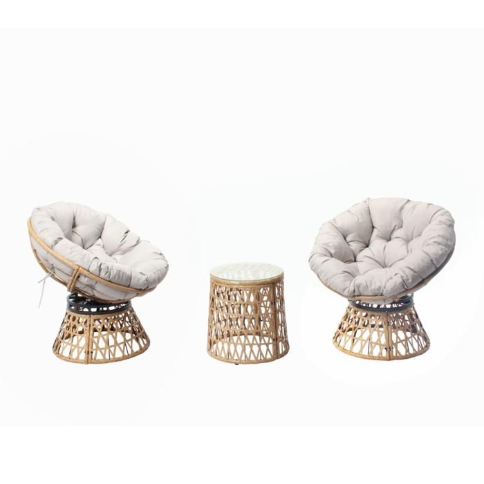PAPASAN - Salon de jardin 2 fauteuils rotatifs et 1 table PAPASAN - Salon de jardin 2 fauteuils rotatifs et 1 table