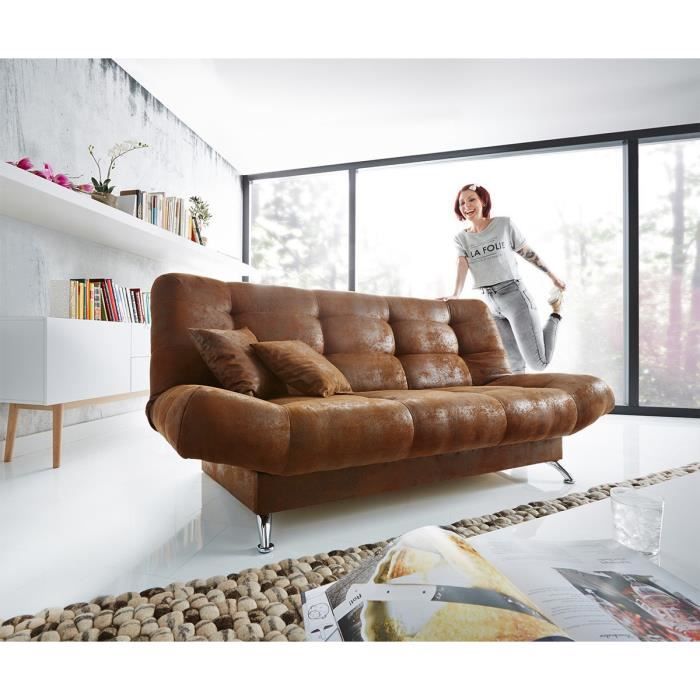 Canapé-lit Viol marron 190x90 cm avec compartiment de lit canapé