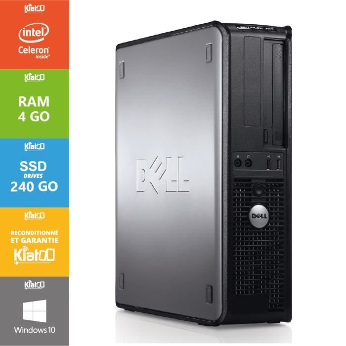 ordinateur de bureau dell optiplex 380 dual core celeron 4 go ram 240 go disque dur ssdwindows 10 - Dell