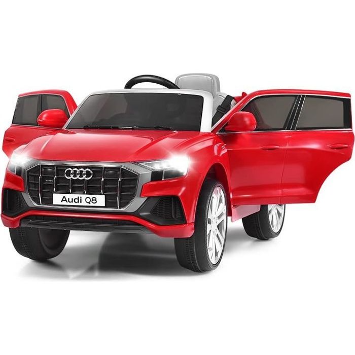 DREAMADE Audi Q8 Voiture Électrique Enfant avec Tèlècommande 3-5km/h, Lumineux avec Sonores,Ceintures de Sécurité, Rouge