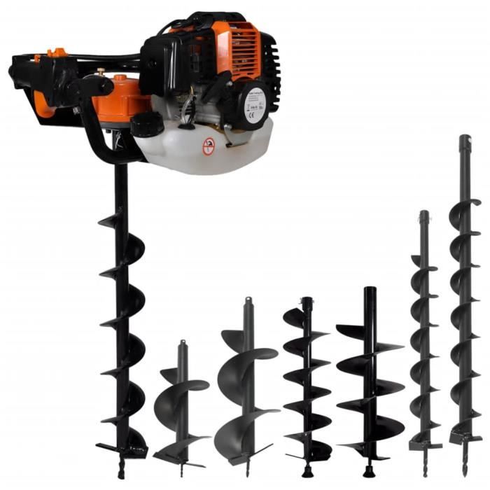 Jeu de perceuse de sol à tarière - EBTOOLS - 52 cc - 2200 W - 7 forets - Capacité 09 l