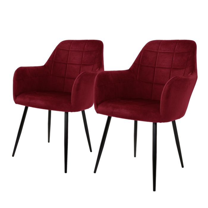 ECD Germany Lot de 2 Chaises de Salle à Manger - Assise Siège Rembourrée en Velours - Structure en Métal - Fauteuil avec Accoudoirs ECD Germany Lot de 2 Chaises de Salle à Manger - Assise Siège Rembourrée en Velours - Structure en Métal - Fauteuil avec Accoudoirs