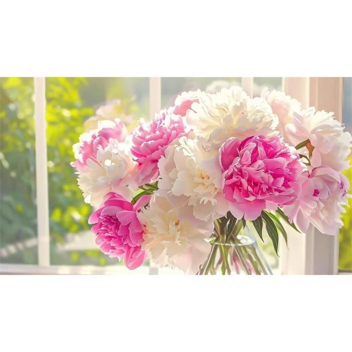 EOBROMD Fleurs Rouges Diamond Painting Adulte, 5D DIY Broderie Diamant