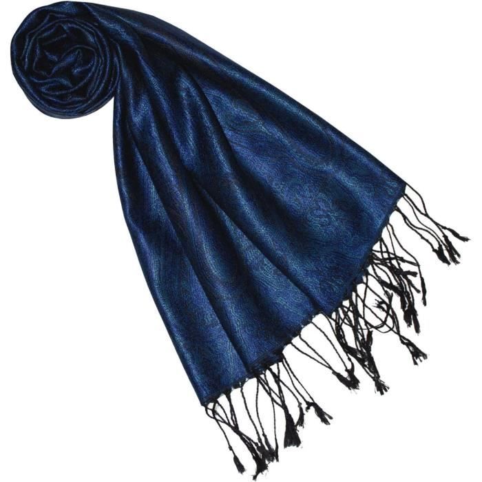 Écharpe en soie Bleu jeans bleu main image 1