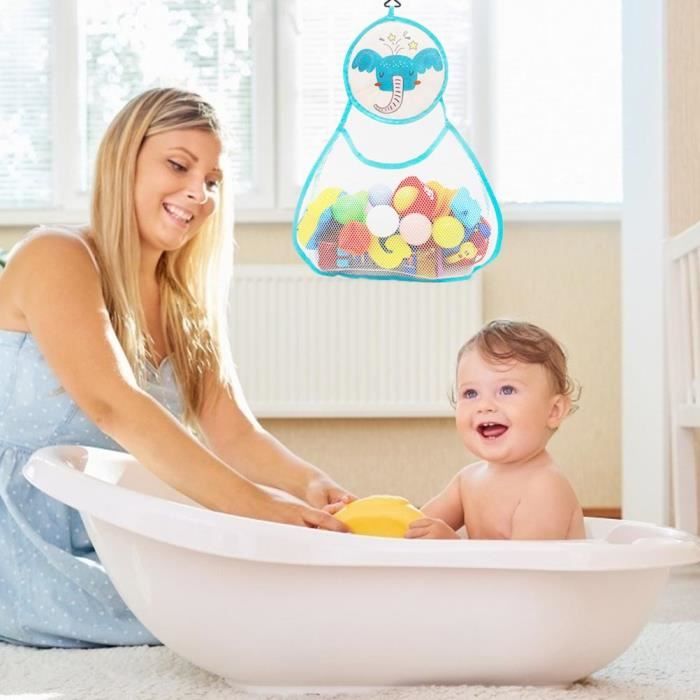 Filet Rangement Jouets Bain Large Capacité 3 Casiers - Sac Filet Avec 5 Crochets - Organisation Salle De Bain