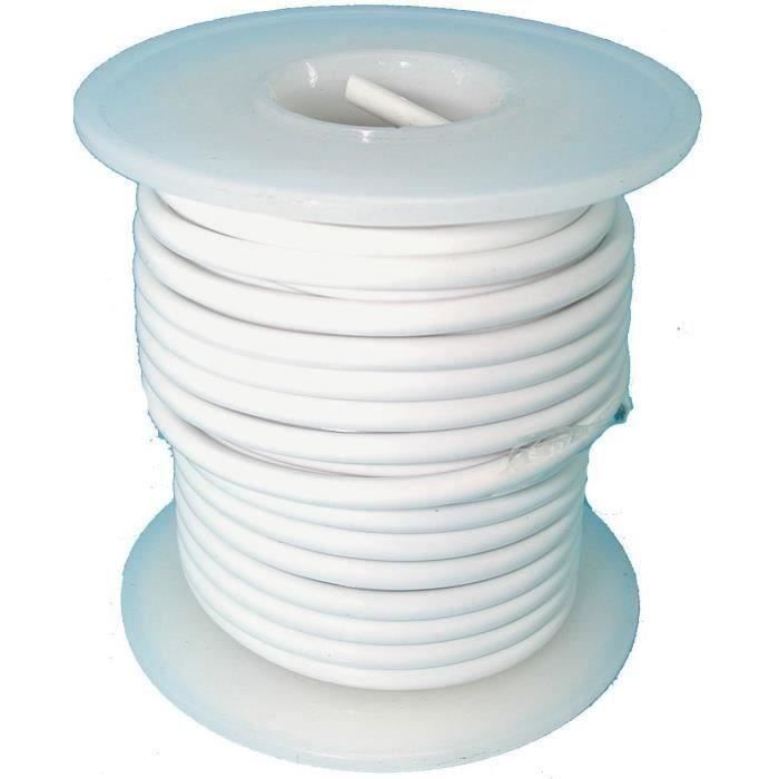 Fil électrique souple de couleur blanche section 1,5mm² - L: 7,6mètres