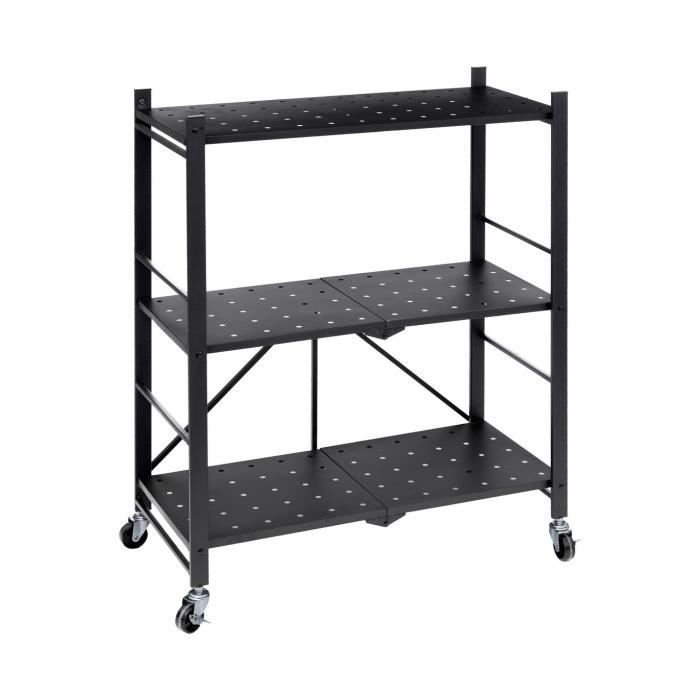 Étagère de rangement 3 niveaux en Métal Noir H 89 cm Ultra résistante - FIVE