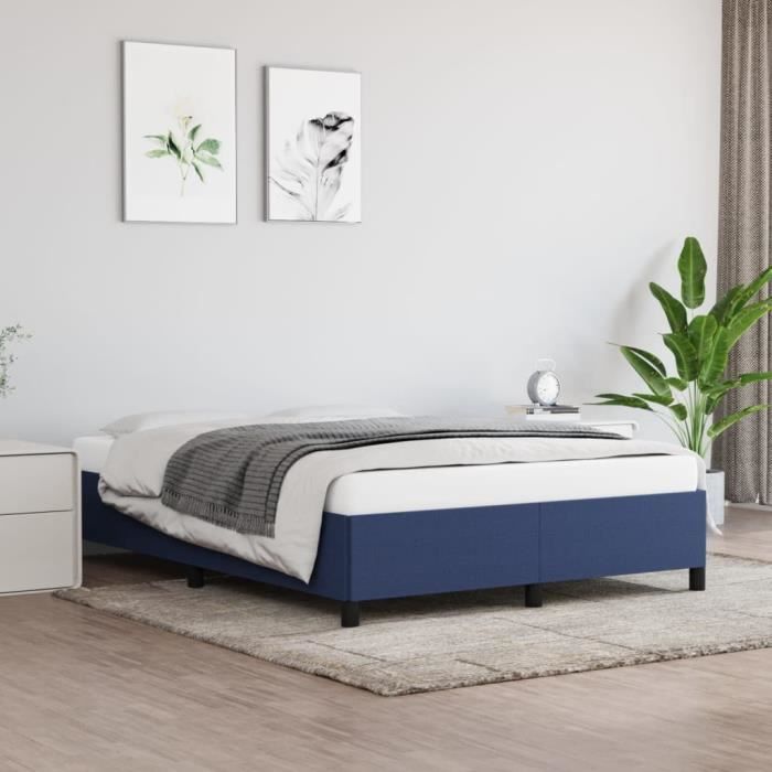 Cadre de lit - FYDUN - A347064 - 140x190 cm - Tissu 100% polyester - Bleu