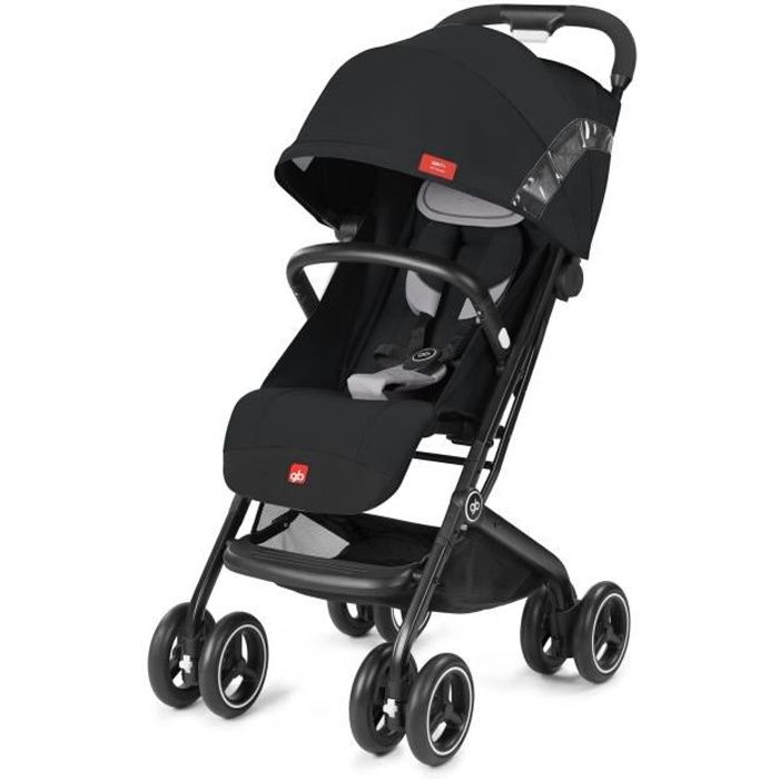 Poussette GB Qbit+ All-Terrain Velvet Noir - Dossier inclinable - Travel system - Large canopy - Roues doubles