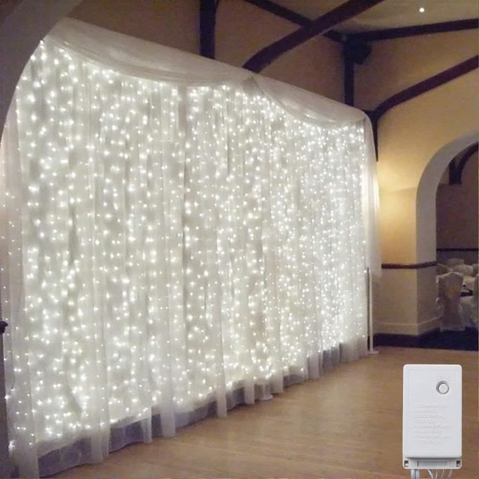 Breeze-25M LED Rideau Lumineux Guirlande Lumineuse avec 12 Etoiles Rideau  Lumière Décoration pour Noël Fenêtre Mariage Blanc Chaud - Cdiscount Maison