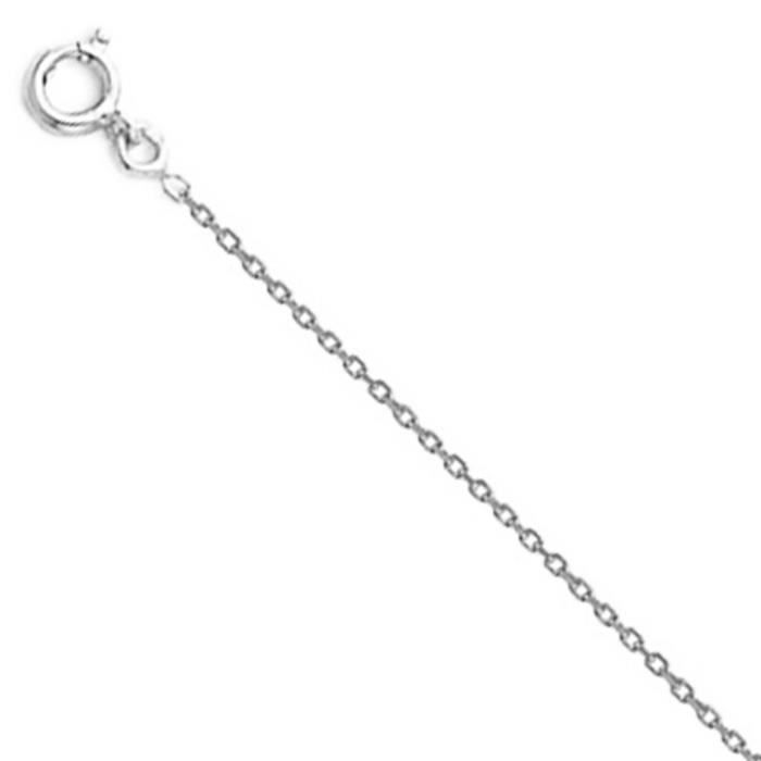 Collier Chaine Forçat Diamantée - Or Blanc Véritable - Femme ou Enfant