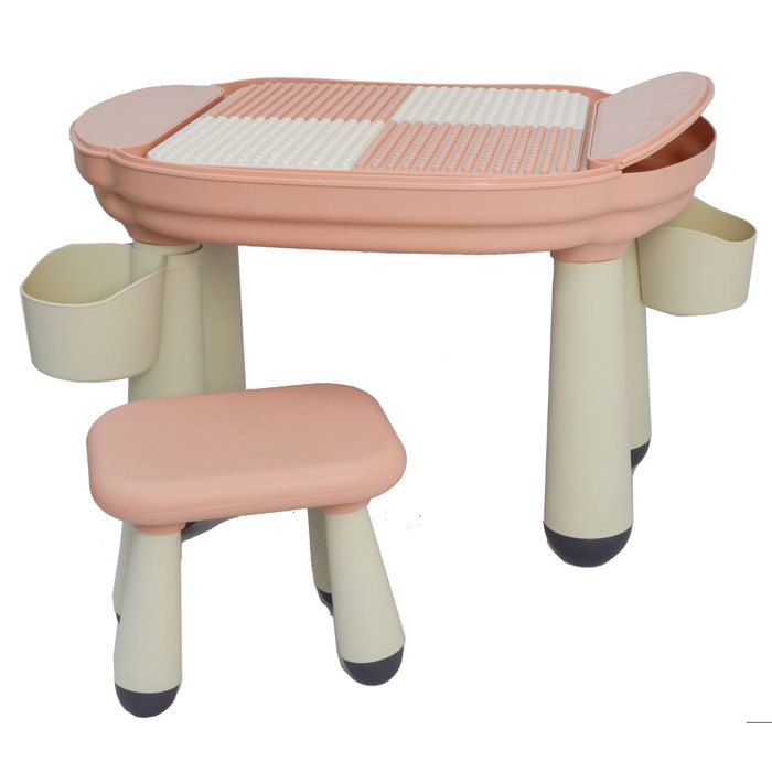 Table De Construction Multifonction Enfants 3 En 1 - Plateau Réversible Avec Plaques Lego - Rangement Intégré 2-8 Ans - 9