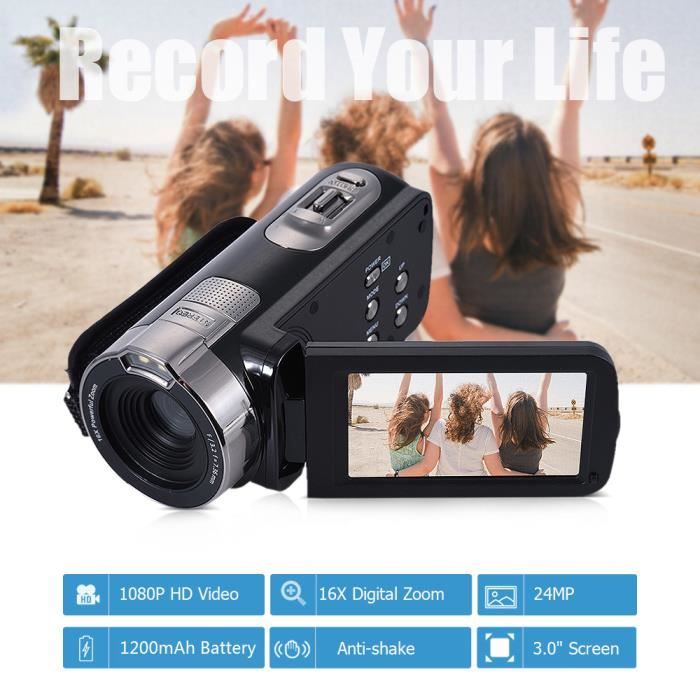 HDV - 302P LCD écran HD 1080P 15 FPS 24MP 16 X Zoom numérique DV vidéo anti-tremblement télécommande obturateur caméscope