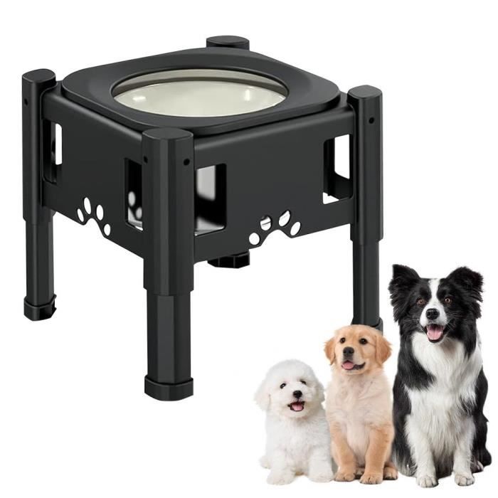 Meilleurs prix pour Gamelle Surélevée pour Chien Chat - MENGDA - Support de Gamelle avec 3 Hauteurs Réglables - Noir