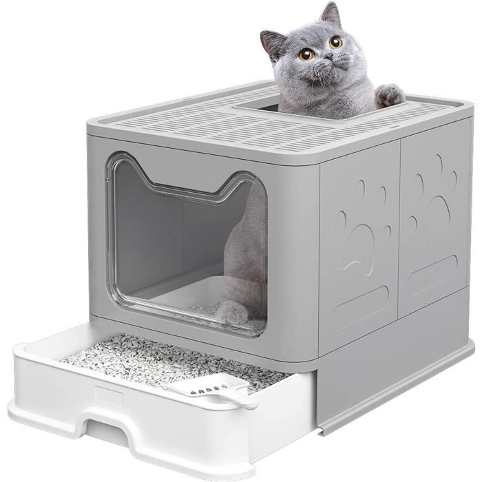 MENGDA Bac Litière Chat XXL Maison de Toilette pour Chats Anti Odeur Caisse Litière Fermée