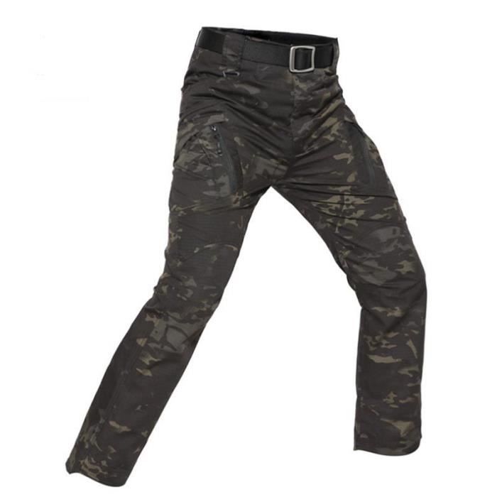 YuanDiann Homme Tactique Camouflage Softshell Pantalon Doublé Polaire