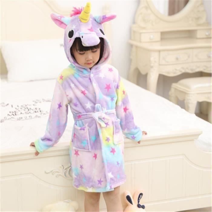 Hiver Mignon Animal Doux Chaud Polaire Robe de Chambre/Pyjamas 1-7 Ans Miyanuby Peignoir de Bain pour Enfant Bébé Garçon/Fille à Capuche
