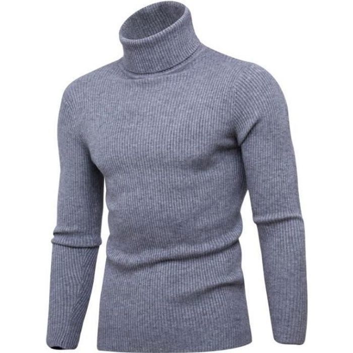 Sykooria Pullover Homme Col Roule Étroit Laine, Pulls Basique Homme Hiver  Manches Longues Chandails en Tricot Slim Fin,Gris Foncé,S : : Mode