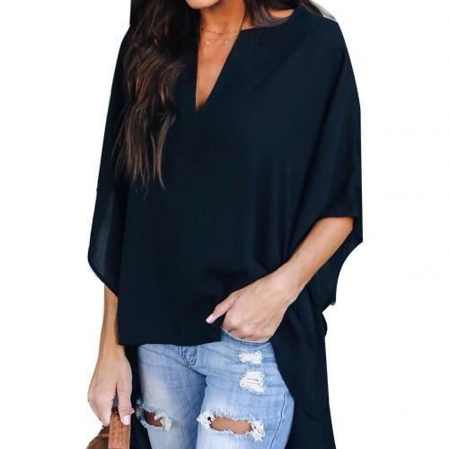 T-shirt Femme Oversize Col Rond - Manches Courtes - Tissu Respirant - Coupe Décontractée - Couleur Unie