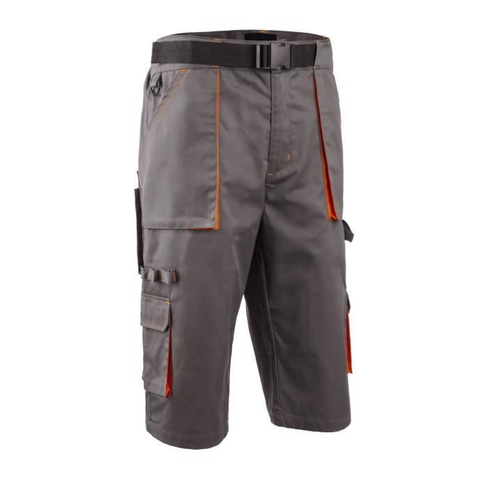 PADDOCK II Bermuda long, gris/orange, 60%CO/40%PES, 245g/m² ...