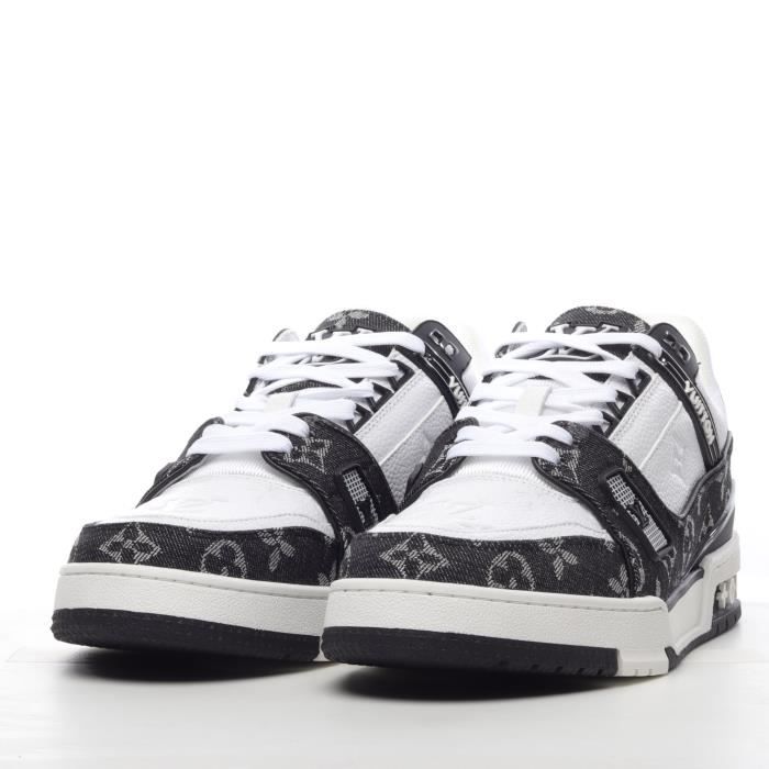 LV Trainer Sneaker Low BASKETS Homme Femme noir et blanc Sz-41 Sy1