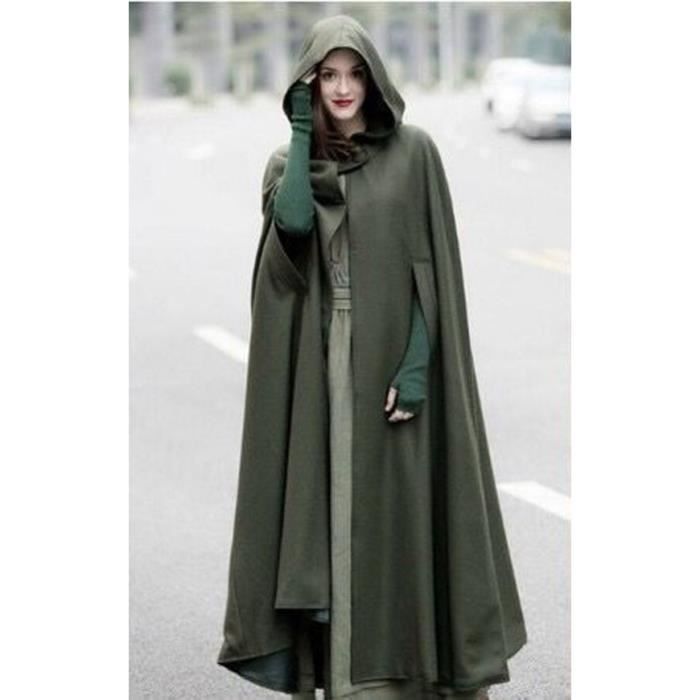 Cape a capuche Longue Vintage pour Femme Marque Modele Confortable et respirant Loose Chaud