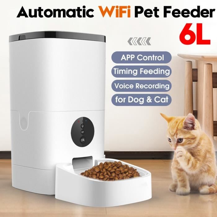 6l Wifi Automatique Distributeur Croquettes Nourriture Chien Chat Enregistrement Gamelle Animal De Compagnie App Controle Eu Prise Cdiscount