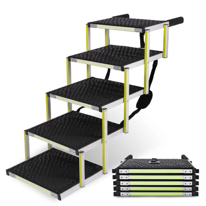 Escalier pour chien PRIORPET - Marquage phosphorescent - Rampe pliable pour voiture - 5 marches