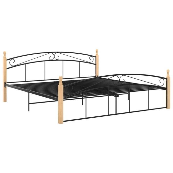 lit double - - 2 place 180x200 cm - cadre de lit en métal avec sommier - style industriel