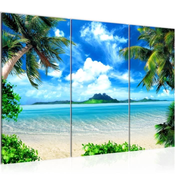 Runa art Tableau Décoration Murale Plage Palmiers 120x80 cm - 3