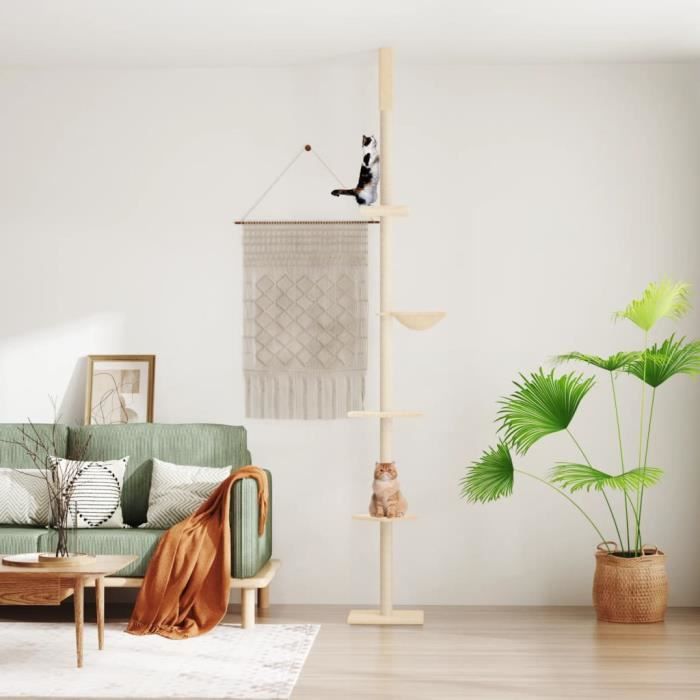 Meilleurs prix pour Arbre à chat du sol au plafond Crème 263,5-289,5 cm - SALUTUYA - BD1658