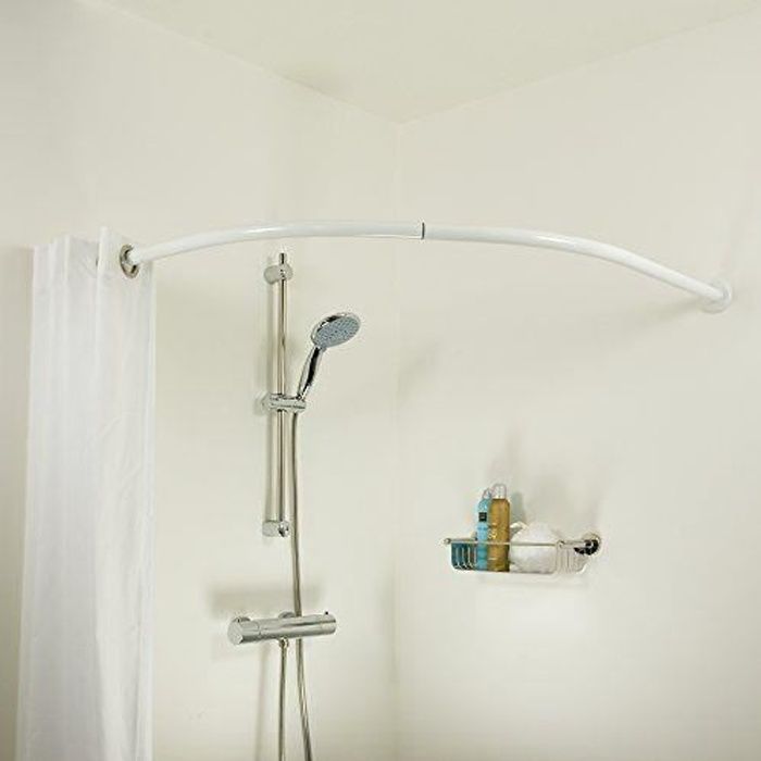 Tringle à Rideau De Douche Télescopique - Ajustable 70 à 110 Cm - Acier Inox 304 - Fixation Sans Perçage Par Ressort - Capacité 40kg