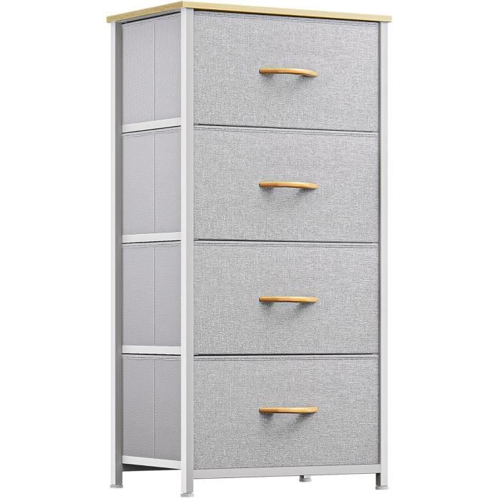 Commode Chambre Métal Gris Clair Commode 6 Tiroirs Tissu YITAHOME 80x79cm - Rangement Chambre Salon Gris Clair - Cadre Métal Et MDF Commode Tiroirs